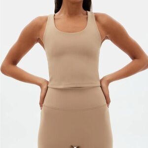Girlfriend Collective Women's Brown Route Bella Scoop Tank Sports Bra Size Small